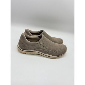 Skechers Mens 11.5 Taupe Relaxed Fit Gomel Air Cooled Memory Foam Slip On Shoes
